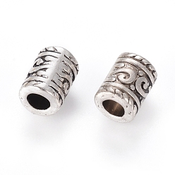 Antique Silver Tibetan Style Alloy Beads, Cadmium Free & Nickel Free & Lead Free, Column, Antique Silver, 9x7mm, Hole: 3.5mm
