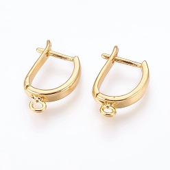 Golden Brass Hoop Earring Findings with Latch Back Closure, Golden, 21x13.5x3mm, Hole: 1.2mm, Pin: 1mm