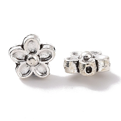 Antique Silver Tibetan Style Alloy Beads, Flower, Antique Silver, 10x10x5mm, Hole: 1.2mm, about 1075pcs/1000g