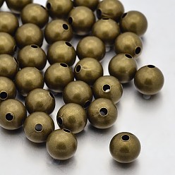 Antique Bronze Brass Beads, Seamless Round Beads, Nickel Free, Antique Bronze, 8mm, Hole: 2mm