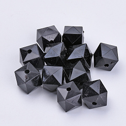 Черный Прозрачные акриловые бусины, граненые, кубические, чёрные, 14x14x12 мм, Отверстие : 2 мм , около 330 шт / 500 г