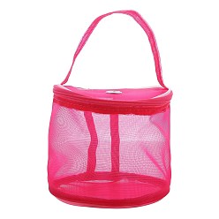 Deep Pink Nylon Yarn Storage Bags, with Alloy Hole, for Portable Knitting Yarn Balls Organizer, Column, Deep Pink, 12.5x13cm