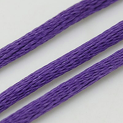 Сине-фиолетовый Нейлоновый атласный шнур, бисероплетение, для китайского вязания, изготовление ювелирных изделий, синий фиолетовый, 2 мм, Около 50 ярдов / рулон