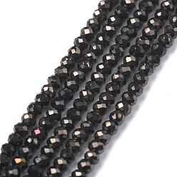 Gunmetal Plated Electroplate Glass Beads Strands, Full Plated, Faceted, Abacus, Gunmetal Plated, 2x1.5~1.6mm, Hole: 0.8mm, about 235 pcs/Strand, 14.17 inch(36cm)
