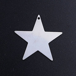 Stainless Steel Color 201 Stainless Steel Charms, Star, Stainless Steel Color, 25x26x1mm, Hole: 1.2mm