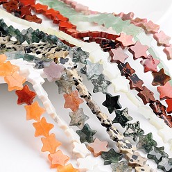 Mixed Stone Star Natural & Synthetic Mixed Gemstone Bead Strands, 10x2.8mm, Hole: 1mm, about 45pcs/strand, 15.74 inch