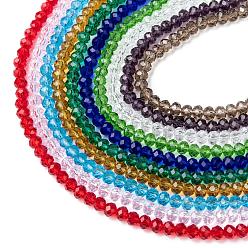 Mixed Color Glass Beads Strands, Faceted, Rondelle, Mixed Color, 6x5mm, Hole: 1mm, 92~94pcs/strand, 17~17.5 inch(42.5~43.75cm), 10 colors, 1strand/color