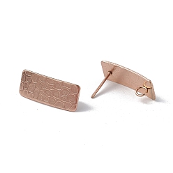 Rose Gold Ion Plating(IP) 304 Stainless Steel Stud Earrings, Rectangle, with Vertical Loop, Rose Gold, 20x8.5mm, Hole: 2.5mm, Pin: 0.7mm
