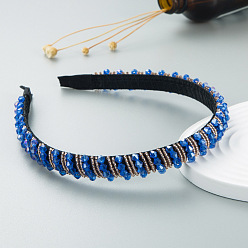 Bleu Royal Serre-tête en perles de verre bling bling, accessoires de cheveux de fête pour femmes filles, bleu royal, 12mm