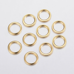 Настоящее золото 24K 304 нержавеющей стали связывающий кольца, золотые, 10x1 мм, отверстие : 8 мм