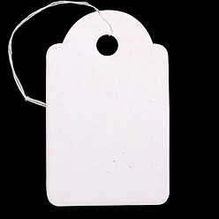 White Rectangle Blank Hang tag, Jewelry Display Paper Price Tags, with Cotton Cord, White, 29.5x18x0.2mm, Hole: 3mm, 500pcs/bag