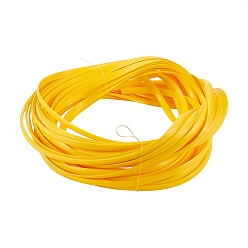 Yellow PE Plastic Imitation Rattan Wicker, Solid Weaving Material, for DIY Furniture Knitting, Flat, Yellow, 8x1.2mm, 32m/roll