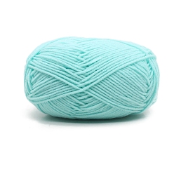 Turquoise Pálido 4-capas de hilo de algodón con leche, para tejer, tejido y crochet, turquesa pálido, 2~3 mm