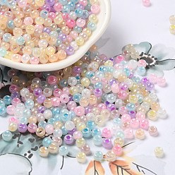 Colorful Glass Seed Beads, Ceylon, Round Hole, Round, Colorful, 4x3mm, Hole: 1.2mm, 7650pcs/pound