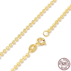 Chapado en Oro Real 18K 925 collar de cadena de bolas de plata de ley para mujer, con sello s925, real 18 k chapado en oro, 18-1/8 pulgada (46 cm)