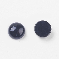 Black Agate Natural Black Agate Cabochons, Half Round/Dome, Black, 8x4mm