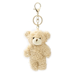 Bear Cute Cotton Keychain, with Iron Key Ring, for Bag Decoration, Keychain Gift Pendant, Bear, 20cm