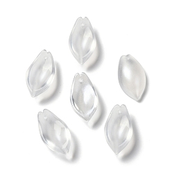 Blanc Fumé Pendentifs en verre teint et chauffé, pétale d'ilibiscus, fumée blanche, 20x11x6.5mm, Trou: 1.2mm