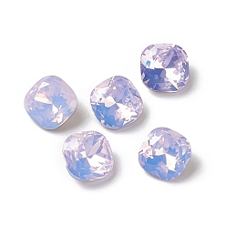 Cyclamen Opal Opal Style Eletroplated K9 Glass Rhinestone Cabochons, Pointed Back & Back Plated, Faceted, Square, Cyclamen Opal, 8x8x4mm