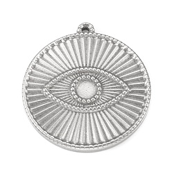 Stainless Steel Color 304 Stainless Steel Pendant Cabochon Settings, Flat Round Links with Eye, Stainless Steel Color, Tray: 4.5mm, 33x30x2.5mm, Hole: 1.5mm, 