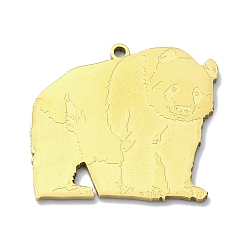 Oro 201 colgantes de acero inoxidable, Corte con laser, encanto de panda, dorado, 24.5x27.5x1.5 mm, agujero: 1.6 mm