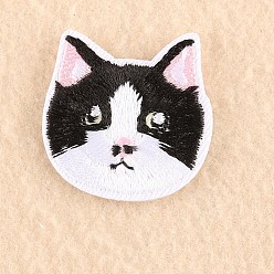 Black Computerized Embroidery Cloth Iron on/Sew on Patches, Costume Accessories, Appliques, Cat, Black, 3.7x3.7cm