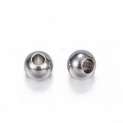 Stainless Steel Color 201 Stainless Steel Beads, Round, Stainless Steel Color, 5x4mm, Hole: 1.5mm