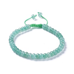 Aventurina Verde Nylon ajustable pulseras de cuentas trenzado del cordón, con perlas naturales aventurina verde, 2-1/4 pulgada ~ 2-7/8 pulgada (5.8~7.2 cm)