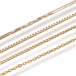 Chapado en Oro Real 18K Collares de cadena de latón chapado de larga duración, con cierre de pinza, sin níquel, real 18 k chapado en oro, 18.1 pulgada ~ 18.3 pulgada (46~46.5 cm)