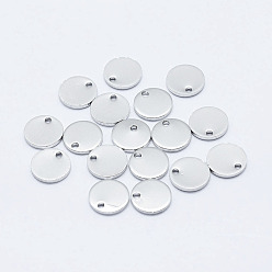 Real Platinum Plated Brass Charms, Long-Lasting Plated, Real Platinum Plated, Nickel Free, Flat Round, 8x1mm, Hole: 1mm