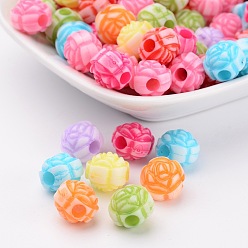 Mixed Color Acrylic Beads, Craft Style, Flower, Mixed Color, 11x9.5mm, Hole: 3mm, about 1090pcs/500g