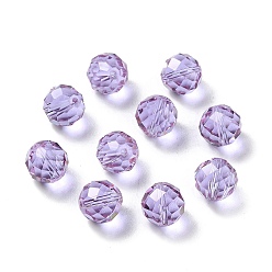 Lilas Verre imitation perles de cristal autrichien, facette, ronde, lilas, 10mm, Trou: 1mm