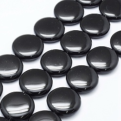 Black Onyx Brins de perles d'onyx noir naturel, teint, plat rond, 25x8mm, Trou: 1.5mm, Environ 16 pcs/chapelet, 15.55 pouce (39.5 cm)