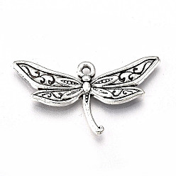 Antique Silver Tibetan Style Alloy Pendants, Lead Free & Cadmium Free, Dragonfly, Antique Silver, 17x31.5x2.5mm, Hole: 1.5mm, about 340pcs/500g