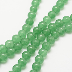 Green Aventurine Natural Green Aventurine Bead Strands, Round, Dyed, 4mm, Hole: 0.8mm, about 90pcs/strand, 14.8 inch