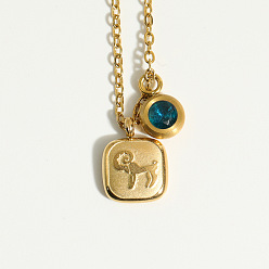 Овен Ожерелье из нержавеющей стали с квадратным кулоном для женщин, золотые, Овен, 15.75 дюйм (40 см)