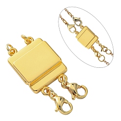 Light Gold Zinc Alloy Box Magnetic Clasps Converter, Multi-Strand Clasps, Necklace Layering Clasps, Cadmium Free & Lead Free, Rectangle, Light Gold, 33x14x4mm