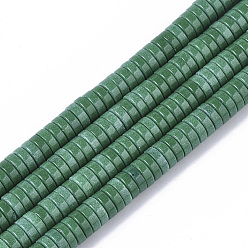 Medium Sea Green Natural Agate Beads Strands, Dyed, Heishi Beads, Flat Round/Disc, Medium Sea Green, 4x1mm, Hole: 1mm, about 250~329pcs/strand, 15.7 inch