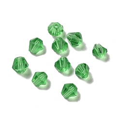 Green Glass Imitation Austrian Crystal Beads, Faceted, Diamond, Green, 4x4mm, Hole: 0.7mm