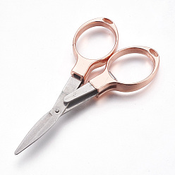 Розовое Золото Карманные ножницы из нержавеющей стали, складные очки в форме рыболовных ножниц, розовое золото , 9.6x5.1x0.9 см