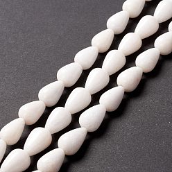 Blanc Perles naturelles, perles de jade , teint, larme, blanc, 15x10mm, Trou: 1.5mm, Environ 27 pcs/chapelet, 15.75 pouce (40 cm)