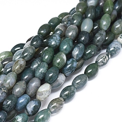 Moss Agate Natural Moss Agate Beads Strands, Dyed & Heated, Rice, 11.5~12x7.5~8mm, Hole: 0.7mm, about 33 pcs/Strand, 15.55 inch(39.5 cm)