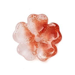 Corail Bouchons de perles de verre, fleur, corail, 13.5x13.5x4mm, Trou: 1.6mm