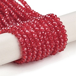 Brique Rouge Cuisson des brins de perles de verre transparentes peintes, imitation opalite, facette, ronde, firebrick, 3.5x3mm, Trou: 0.7mm, Environ 117 pcs/chapelet, 14.17~14.37 pouce (36~36.5 cm)