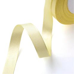 Light Yellow Single Face Satin Ribbon, Polyester Ribbon, Light Yellow, 1/4 inch(6mm), about 25yards/roll(22.86m/roll), 10rolls/group, 250yards/group(228.6m/group)