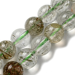Rutilated Quartz Natural Green Rutilated Quartz Beads Strands, Round, 6mm, Hole: 1mm, about 65pcs/strand, 15.43''(39.2cm)