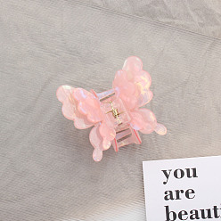 Pink Акриловые заколки для волос в форме бабочки, аксессуары для волос для женщин и девочек, розовые, 65x58x42 мм