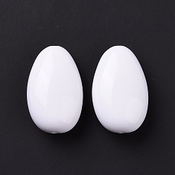 Blanco Abalorios de acrílico opacos, lágrima, blanco, 41.5x26.5x17 mm, agujero: 2.8 mm, 41 unidades / 500 g