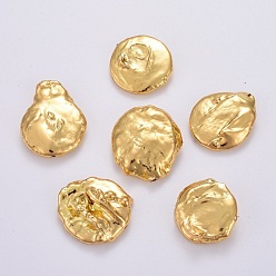 Oro Perlas naturales perlas de agua dulce cultivadas, cubierto con latón, dorado, 17~29x15~20x4~7 mm, agujero: 0.5 mm