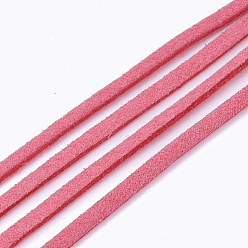 Ярко-Розовый Шнуры из искусственной замши, искусственная замшевая кружева, ярко-розовый, 2.5~2.8x1.5 мм, около 1.09 ярдов (1 м) / прядь